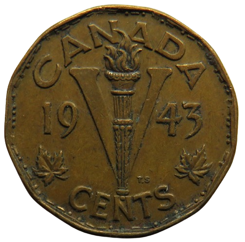 1943 King George VI Canada 5 Cents Coin