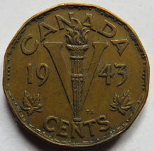 Load image into Gallery viewer, 1943 King George VI Canada 5 Cents Coin
