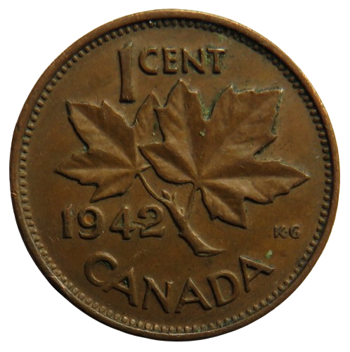 1942 King George VI Canada One Cent Coin