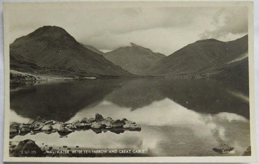 Vintage Postcard of Wastwater With Yewbarrow and Great Gable
