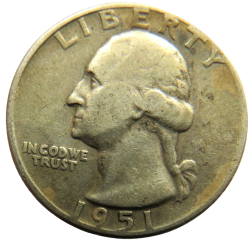 1951 USA Washington Silver $1/4 Quarter Coin