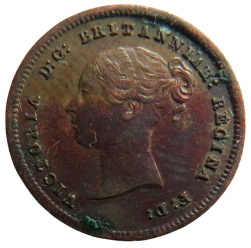 1843 Queen Victoria Half-Farthing Coin - Great Britain