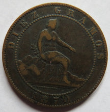 Load image into Gallery viewer, 1870 Spain 10 Centimos Coin
