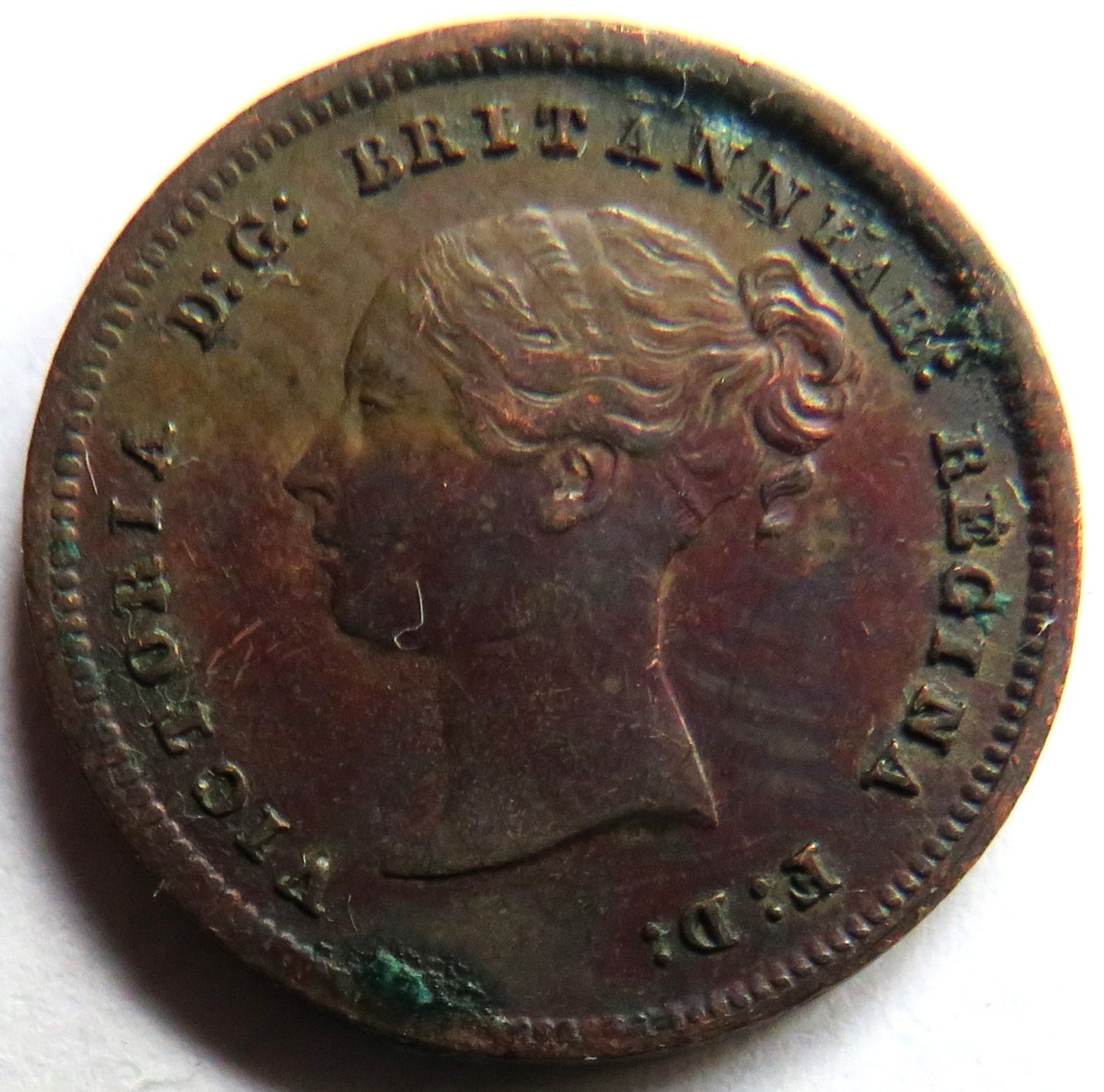 1843 Queen Victoria Half-Farthing Coin - Great Britain