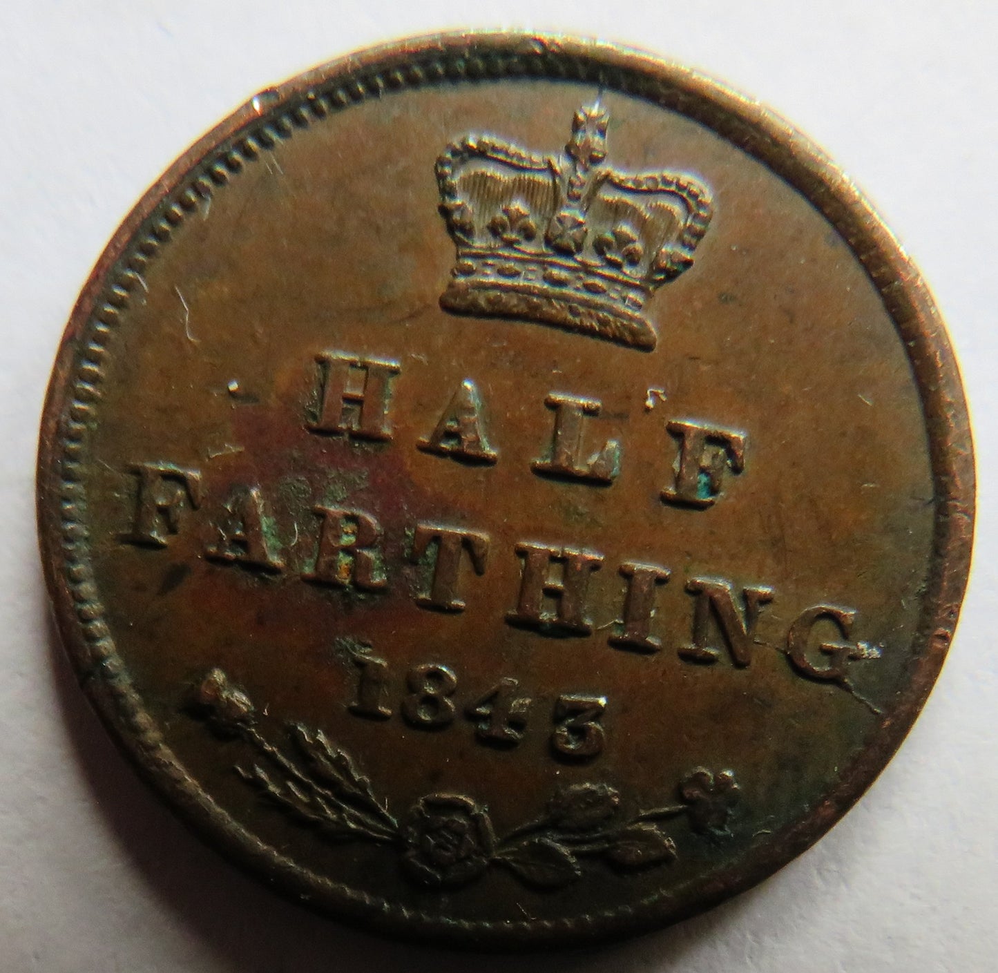 1843 Queen Victoria Half-Farthing Coin - Great Britain