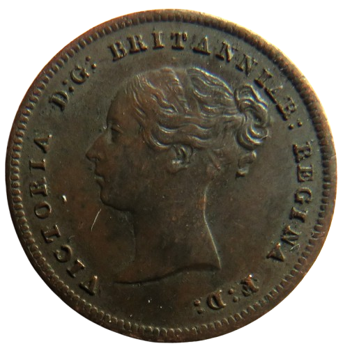 1843 Queen Victoria Half-Farthing Coin - Great Britain