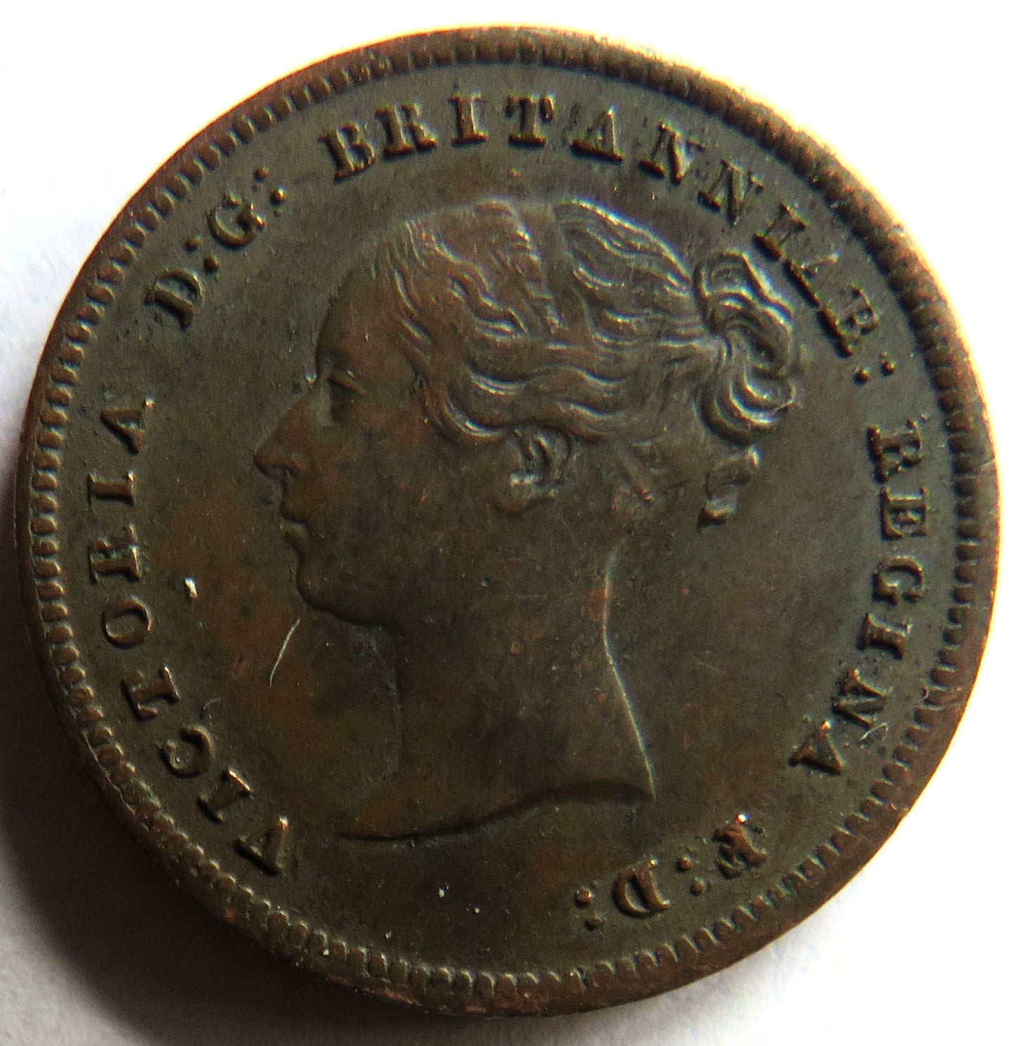 1843 Queen Victoria Half-Farthing Coin - Great Britain