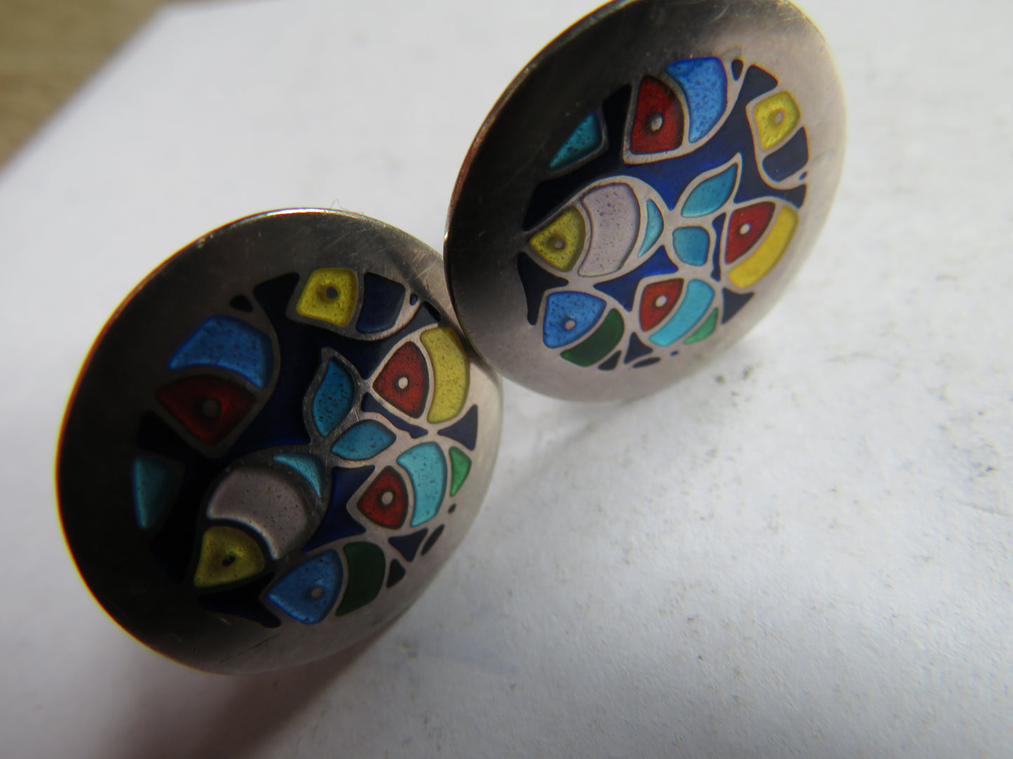 Stylish Pair of Men's Sterling Silver & Enamel Fish Cufflinks Fully Hallmarked