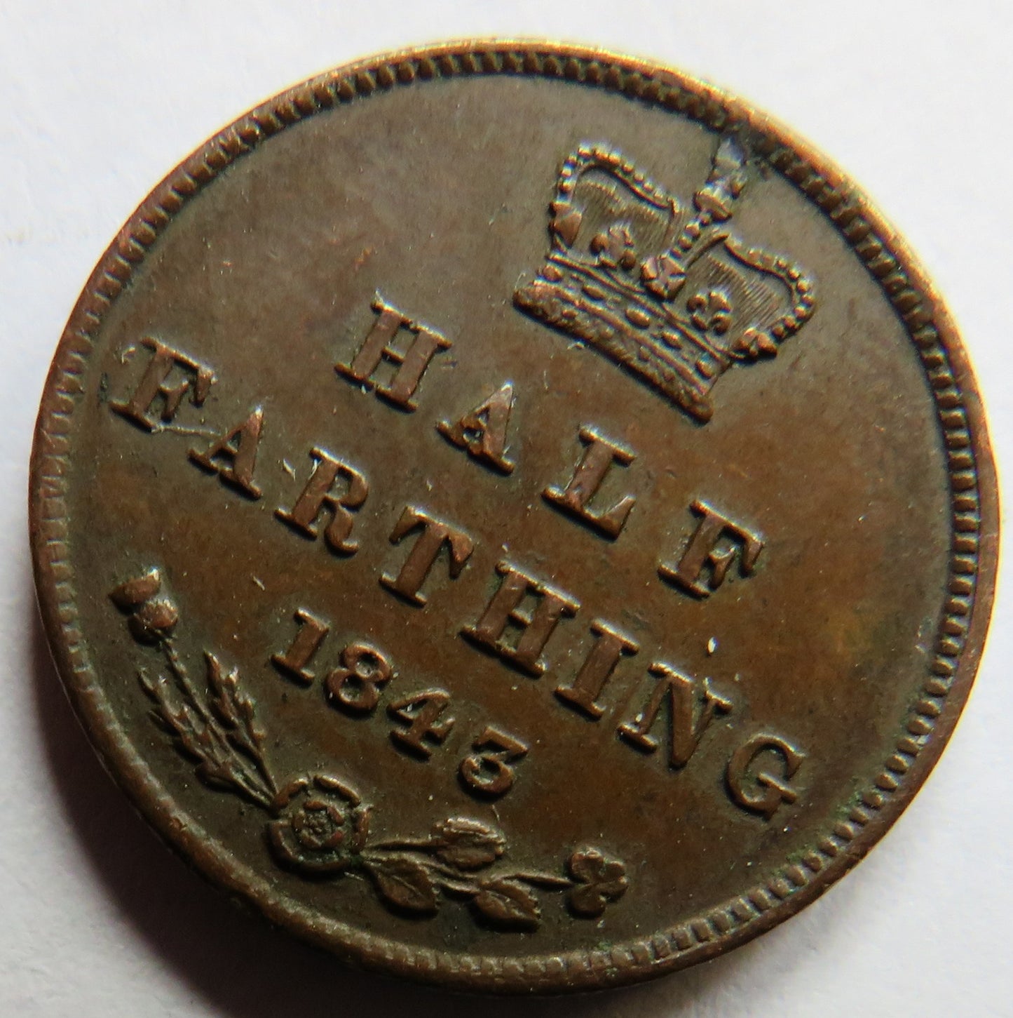 1843 Queen Victoria Half-Farthing Coin - Great Britain