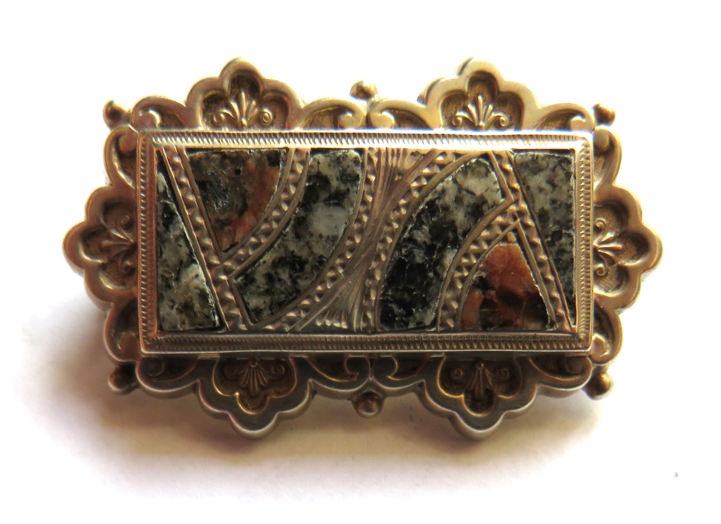 Antique Victorian Agate & Silver Ladies Brooch