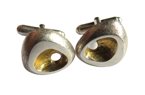 Stylish Pair of Men's Modernist Sterling Silver Cufflinks Fully Hallmarked