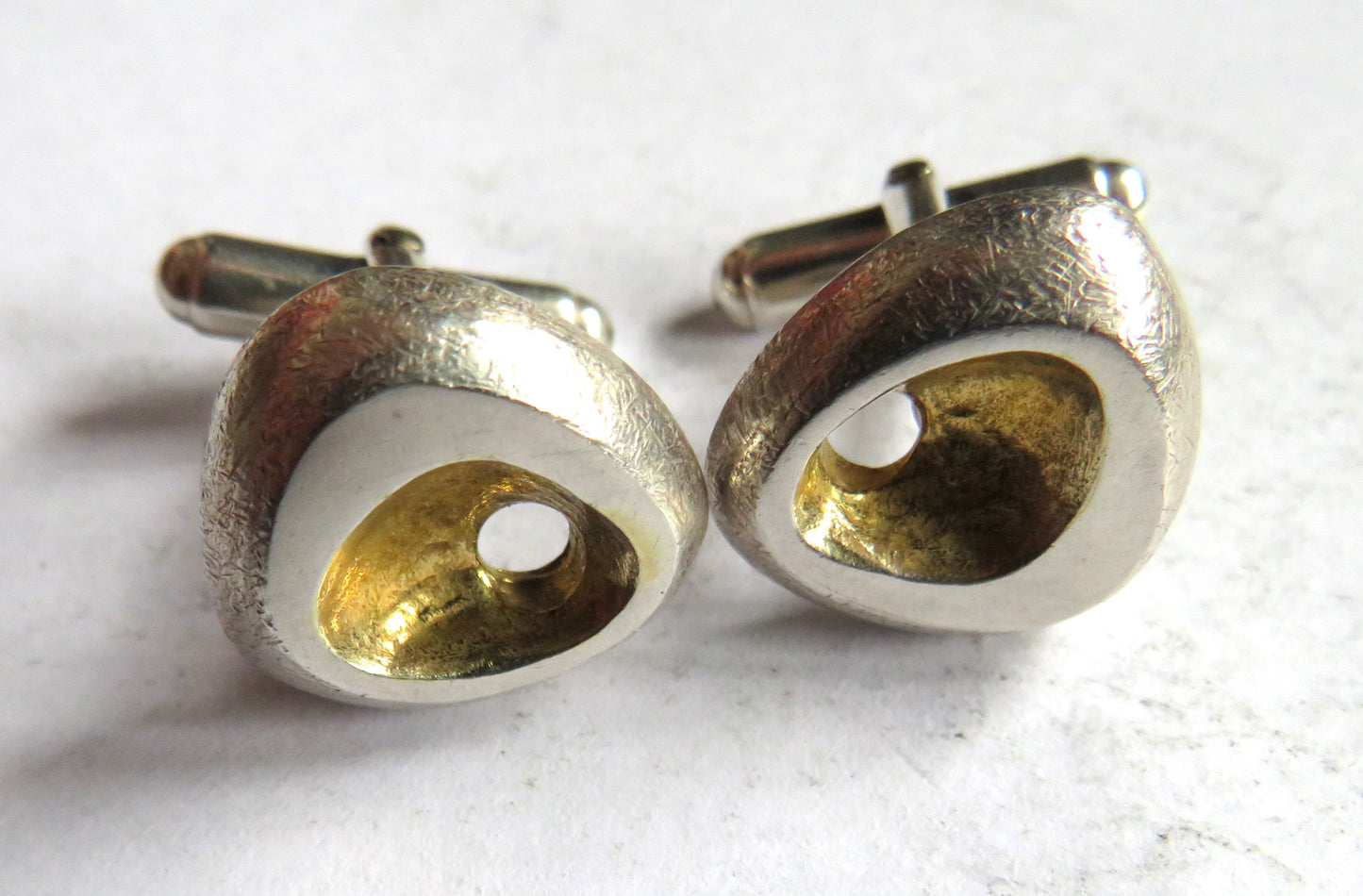 Stylish Pair of Men's Modernist Sterling Silver Cufflinks Fully Hallmarked