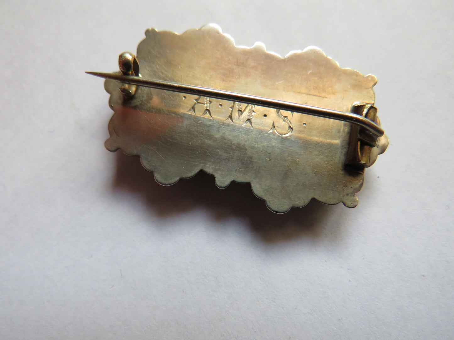 Antique Victorian Agate & Silver Ladies Brooch