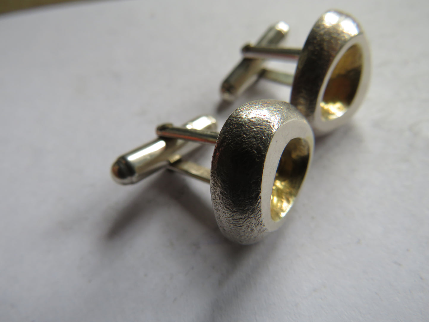 Stylish Pair of Men's Modernist Sterling Silver Cufflinks Fully Hallmarked