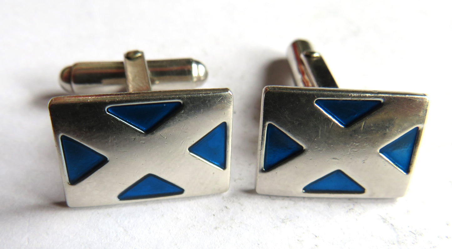 Scotland Solitaire Flag Sterling Silver Men's Cufflinks