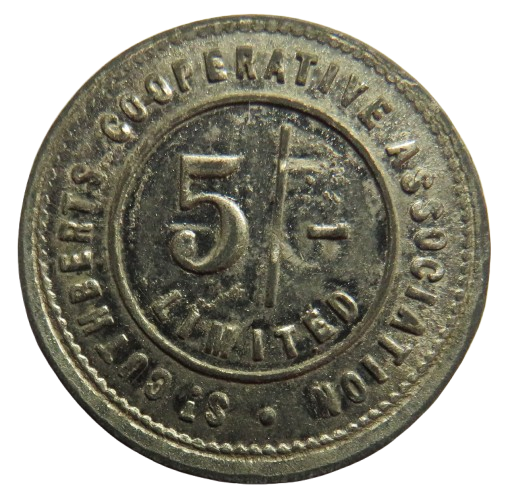 St Cuthbert's Cooperative Association 5/- Token