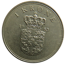 Load image into Gallery viewer, 1963 Denmark One Krone Coin
