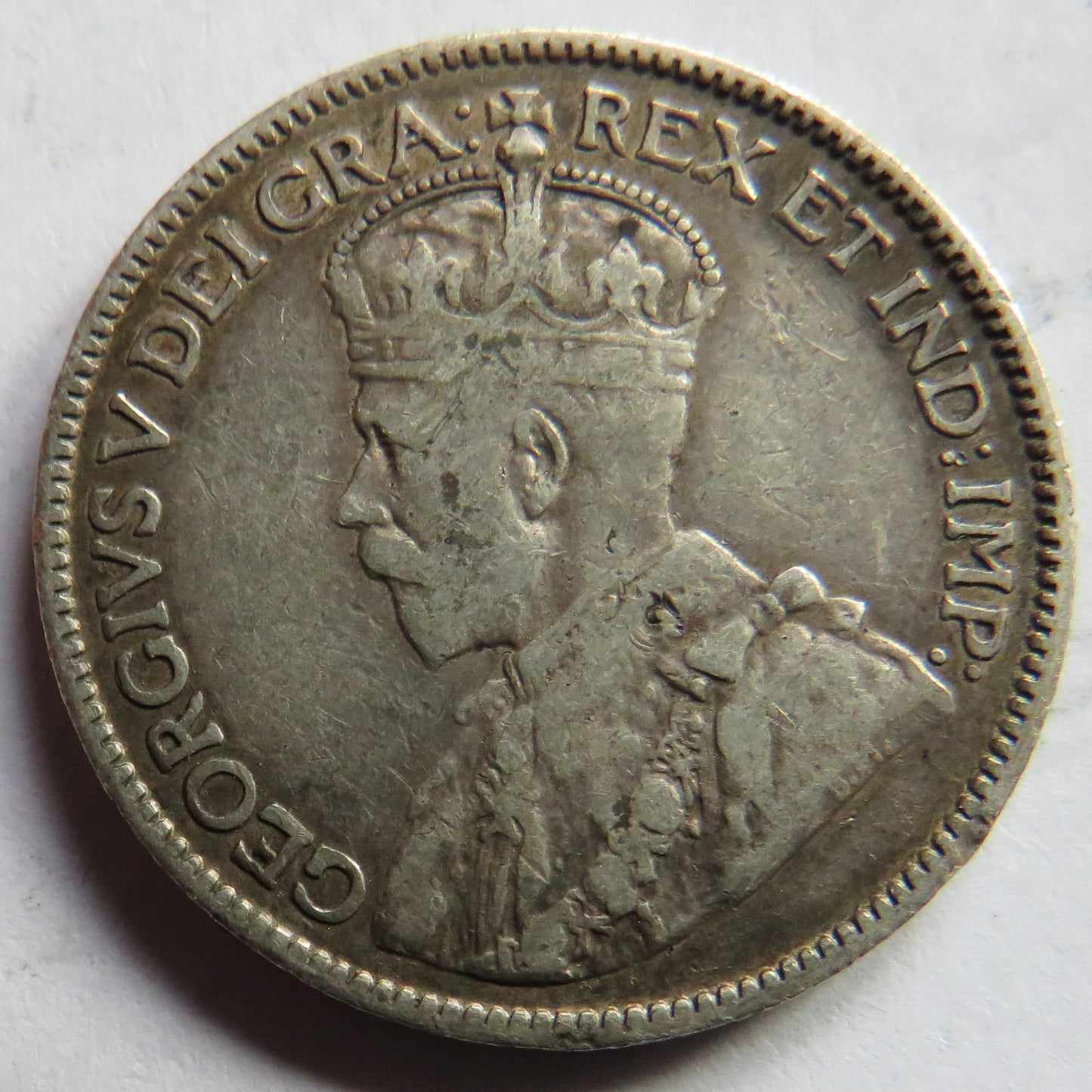 1912 King George V Canada Silver 25 Cents Coin
