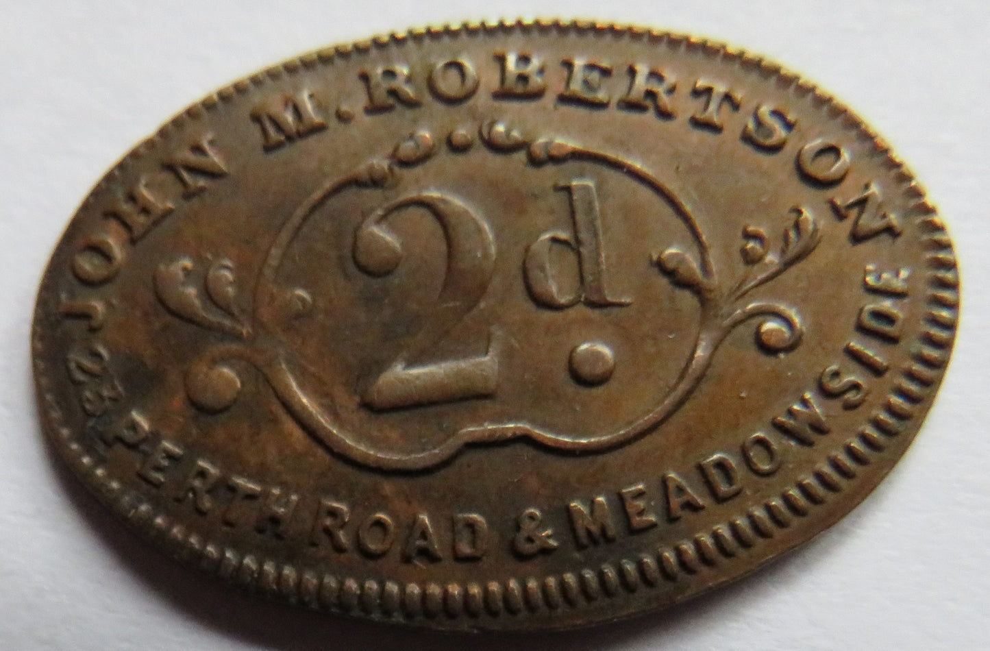 John M. Robertson Dundee Perth Road & Meadowside Town Omnibus Token
