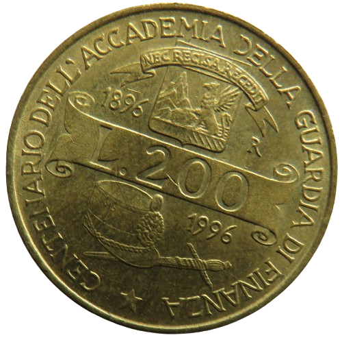 1996 Italy 200 Lire Coin