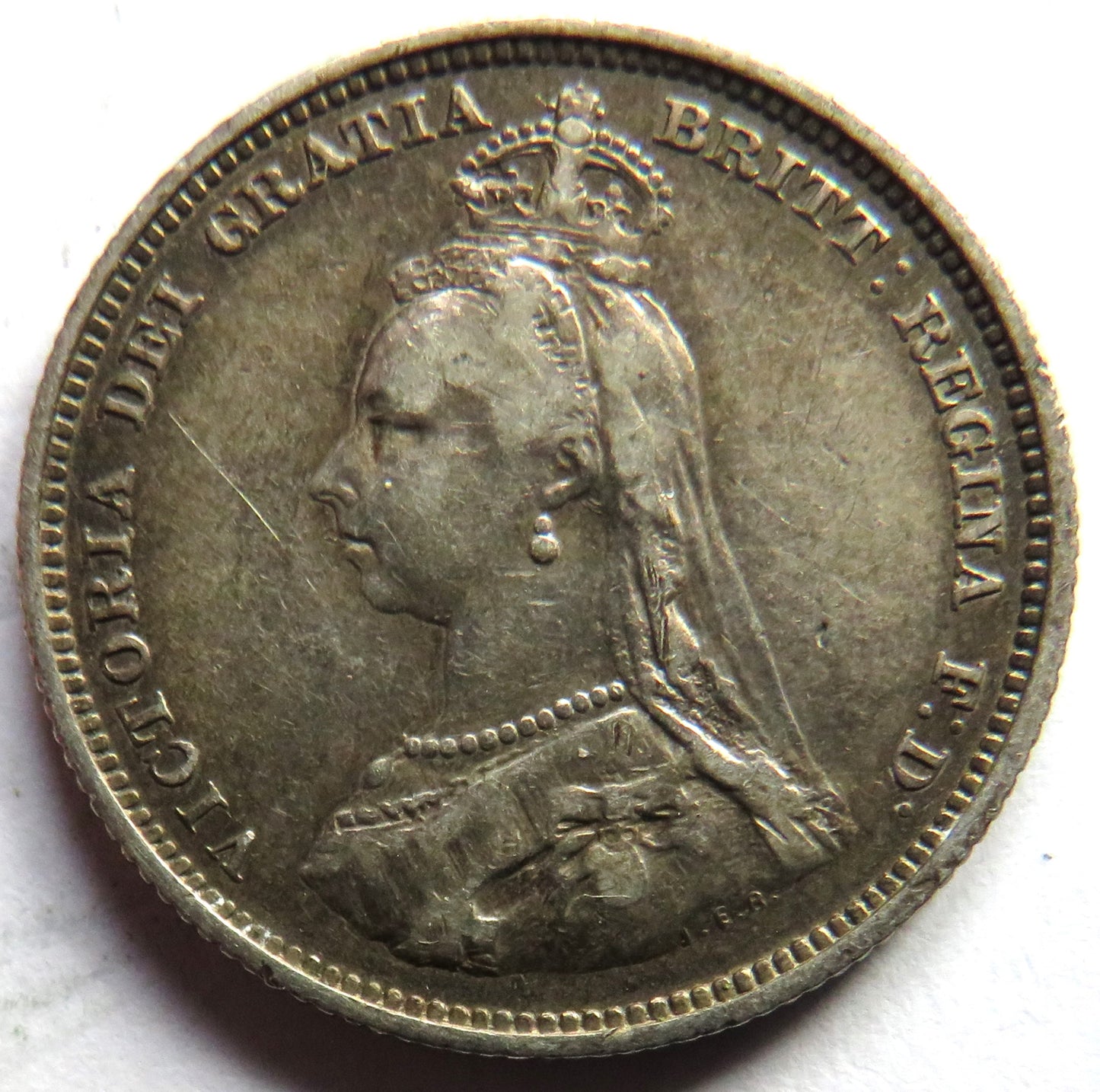1887 Queen Victoria Jubilee Head Silver Shilling Coin - Great Britain