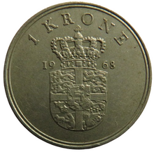 Load image into Gallery viewer, 1968 Denmark One Krone Coin
