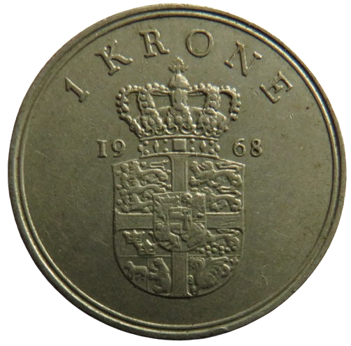 1968 Denmark One Krone Coin