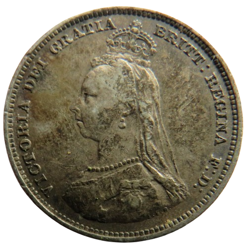 1887 Queen Victoria Jubilee Head Silver Shilling Coin - Great Britain