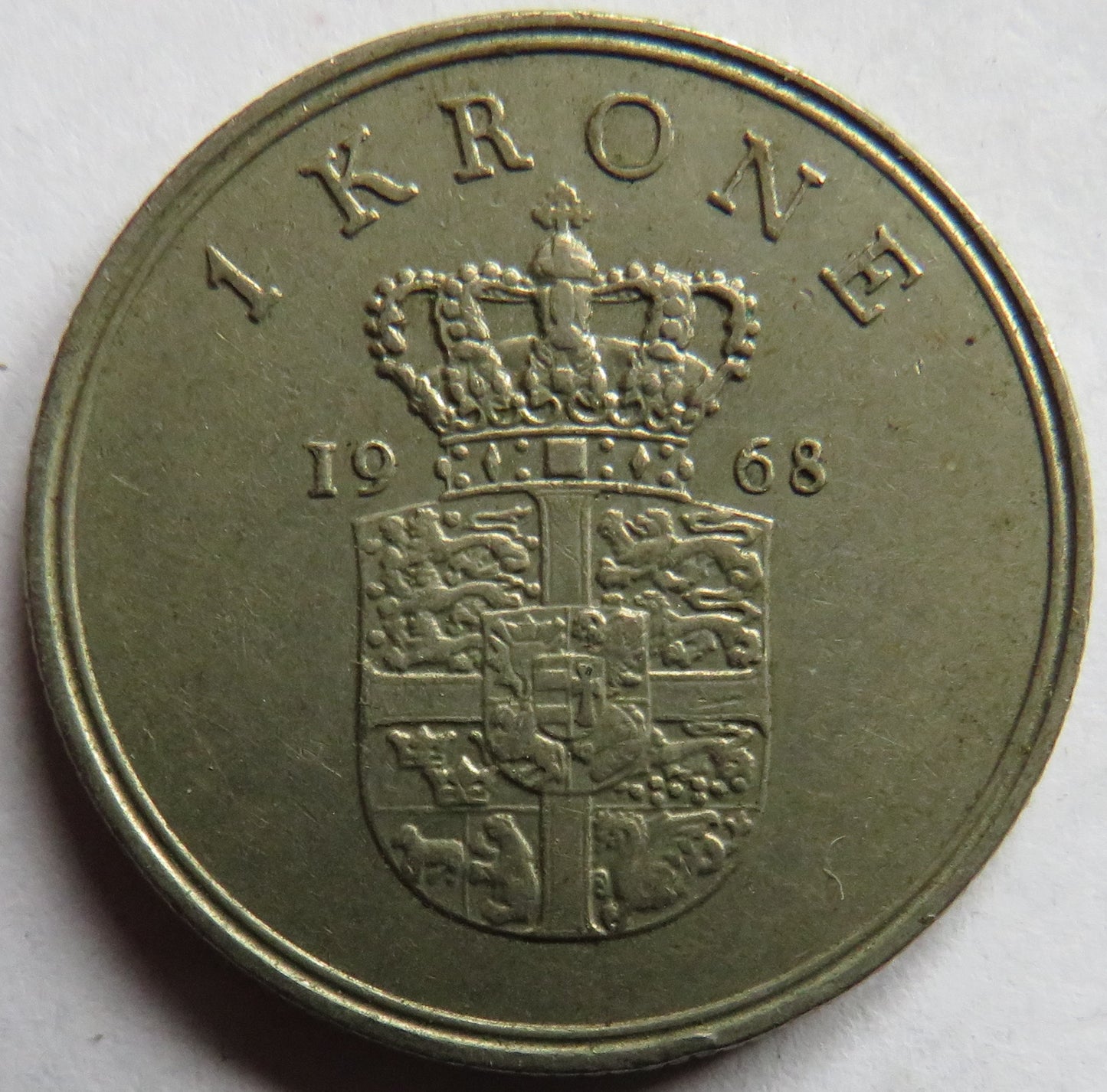 1968 Denmark One Krone Coin