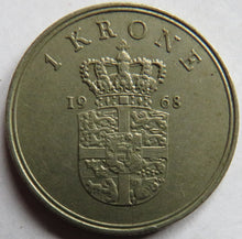 Load image into Gallery viewer, 1968 Denmark One Krone Coin
