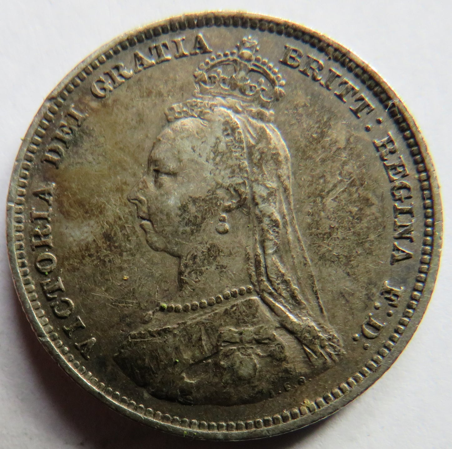 1887 Queen Victoria Jubilee Head Silver Shilling Coin - Great Britain