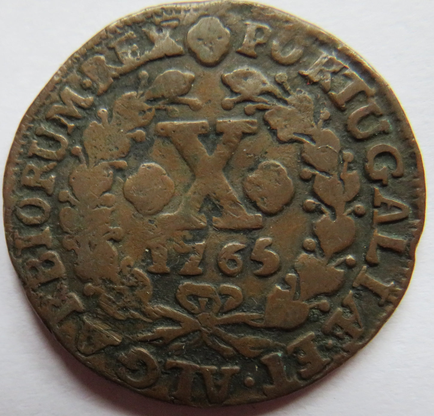 1765 Portugal 10 Reis Coin