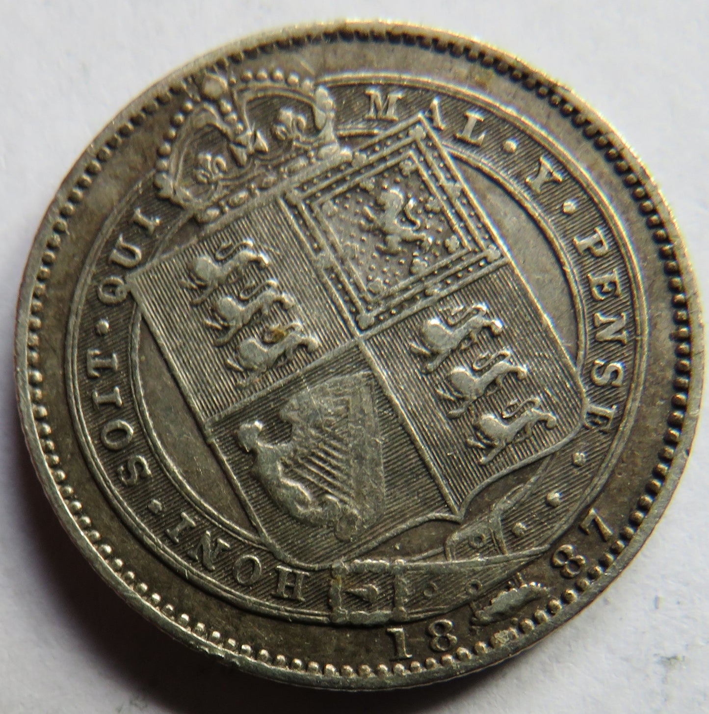 1887 Queen Victoria Jubilee Head Silver Shilling Coin - Great Britain