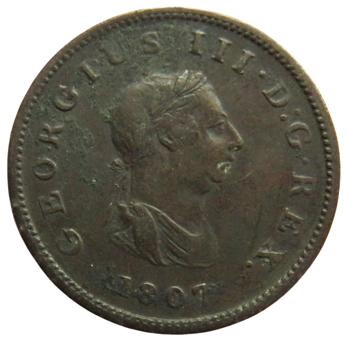 1807 King George III Halfpenny Coin - Great Britain