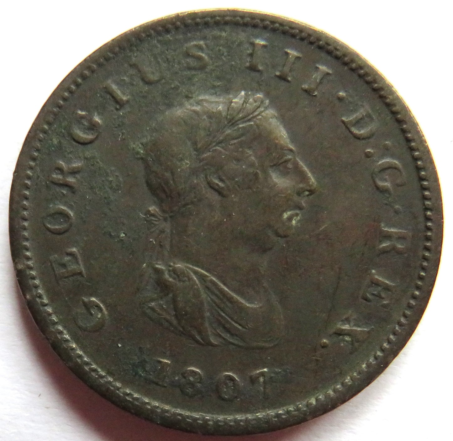 1807 King George III Halfpenny Coin - Great Britain