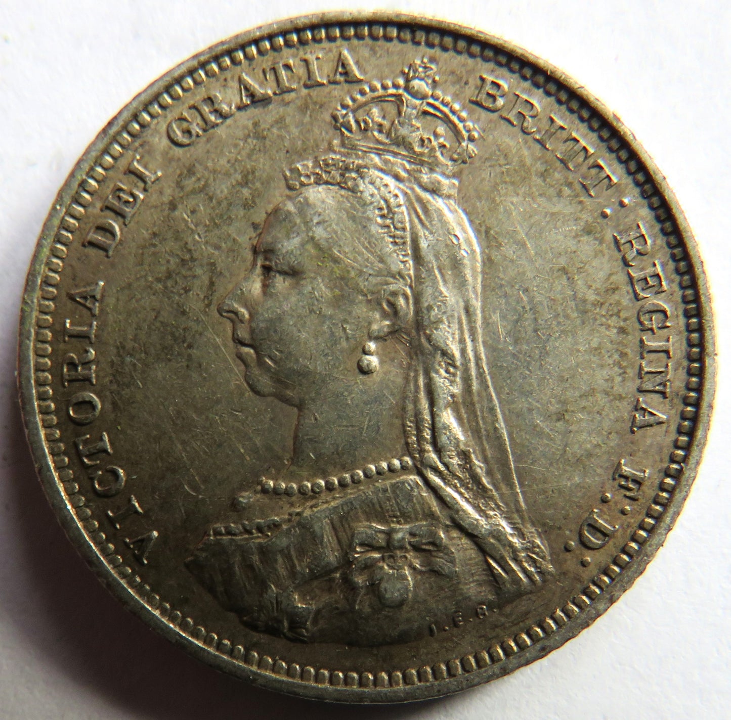 1887 Queen Victoria Jubilee Head Silver Shilling Coin - Great Britain