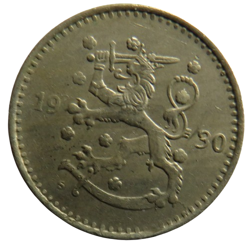 1930 Finland One Markka Coin