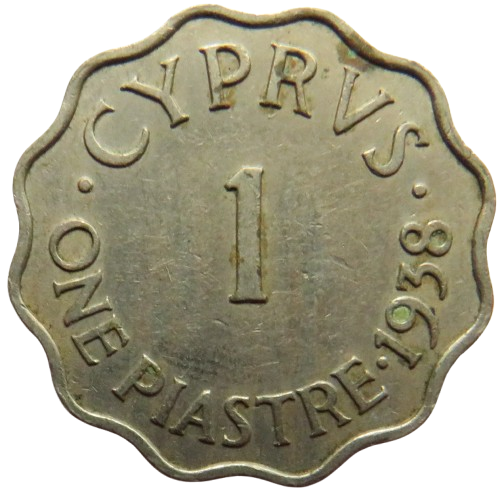 1938 King George VI Cyprus 1 One Piastre Coin