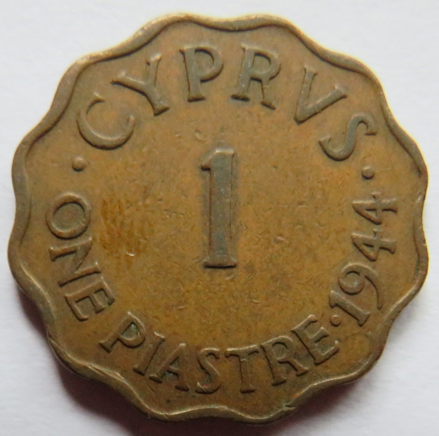 1944 King George VI Cyprus 1 One Piastre Coin