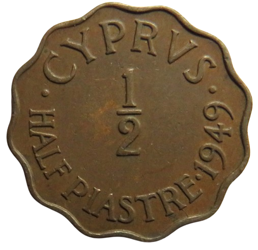 1949 King George VI Cyprus 1/2 Piastre Coin
