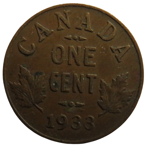 1933 King George V Canada One Cent Coin