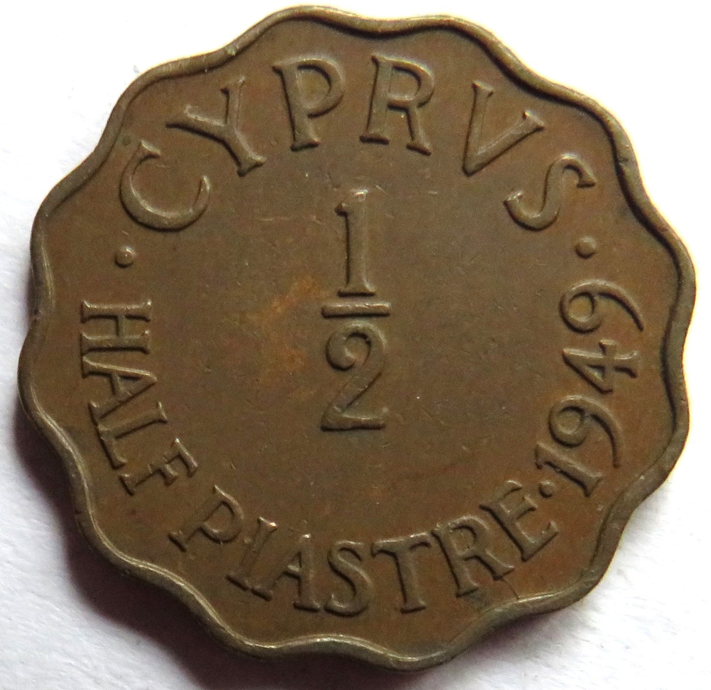1949 King George VI Cyprus 1/2 Piastre Coin