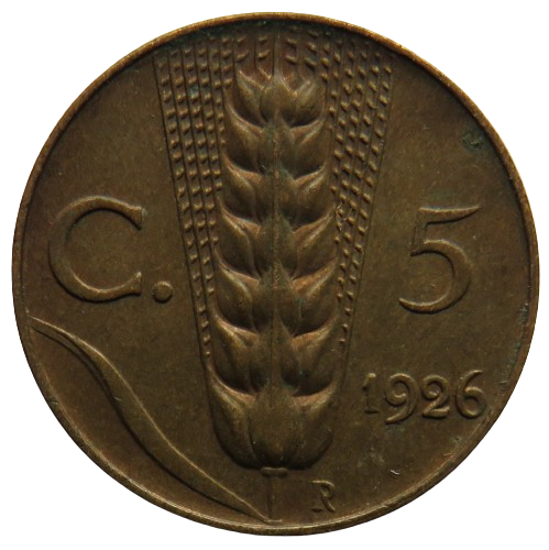 1926 Italy 5 Centesimi Coin