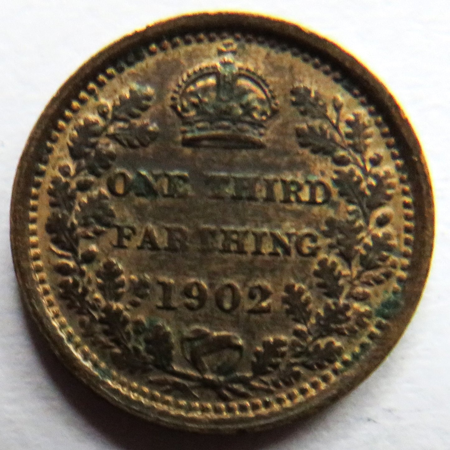 1902 King Edward VII 1/3 Farthing Coin For Use In Malta - High Grade