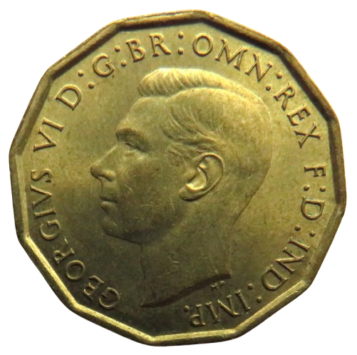 1941 King George VI Brass Threepence Coin In High Grade - Great Britain