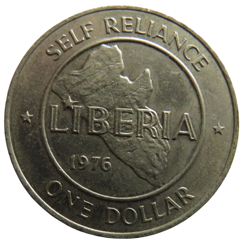 1976 Republic of Liberia $1 One Dollar Coin Self Reliance