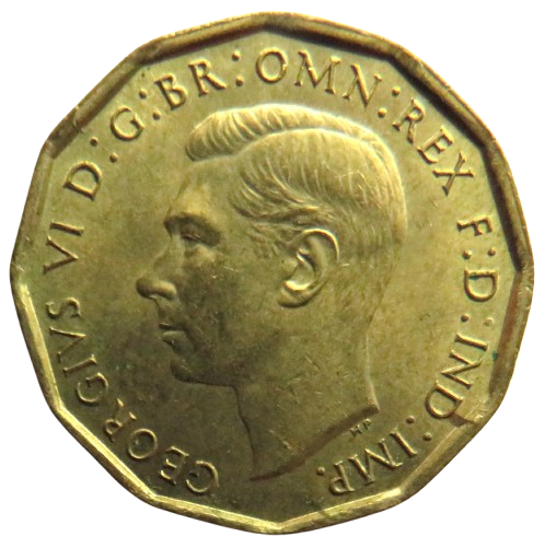 1945 King George VI Brass Threepence Coin In High Grade - Great Britain