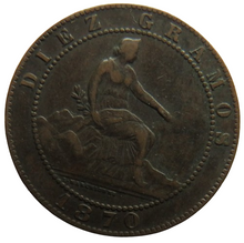 Load image into Gallery viewer, 1870 Spain 10 Centimos Coin
