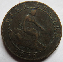 Load image into Gallery viewer, 1870 Spain 10 Centimos Coin
