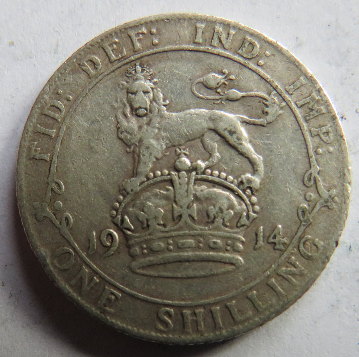 1914 King George V Silver Shilling Coin - Great Britain